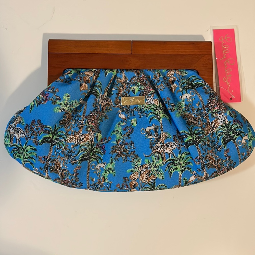 Lilly Pulitzer Blue Tropical Print Clutch